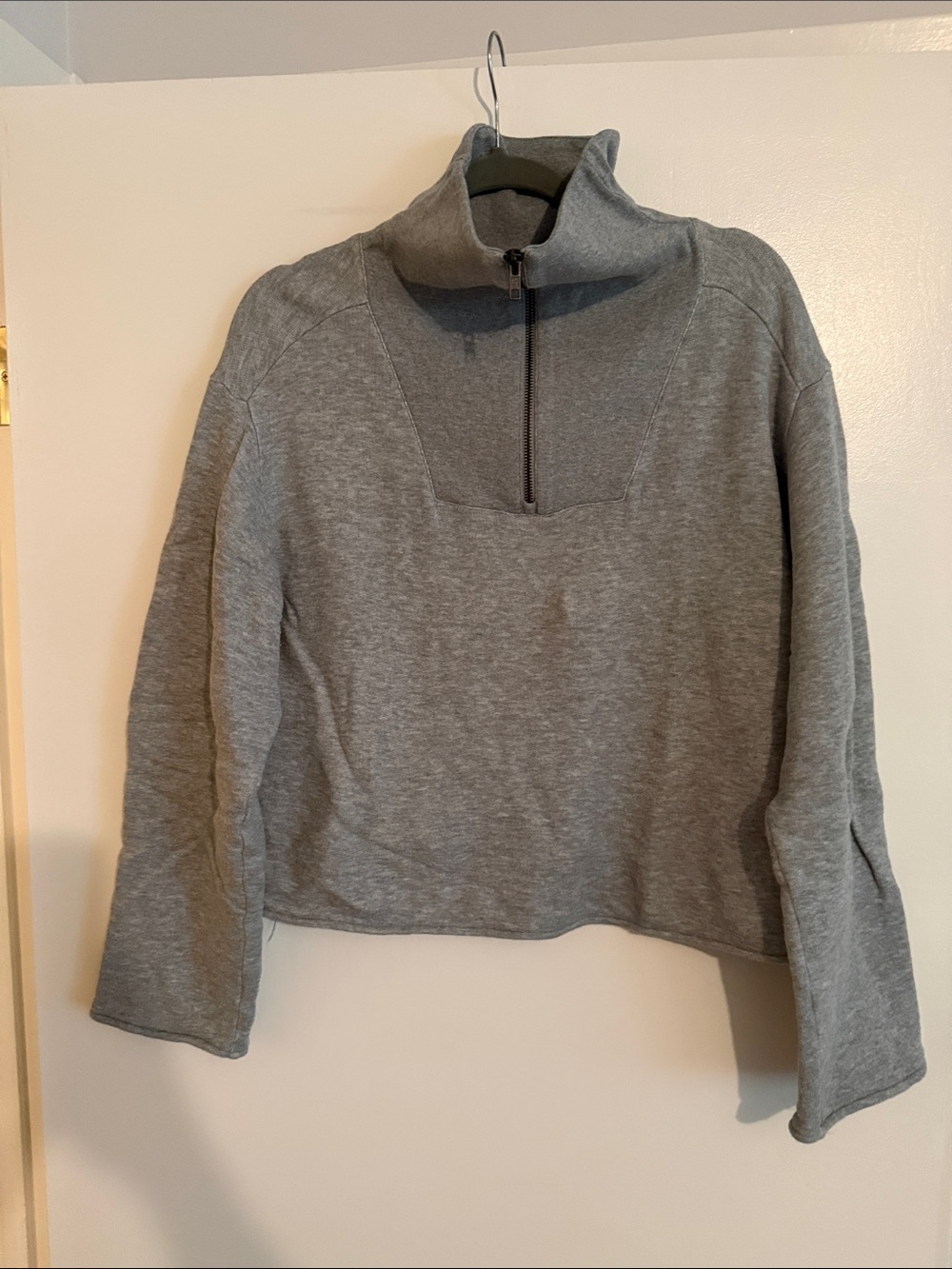J. Crew Heather Gray Half-Zip Funnel Sweatshirt